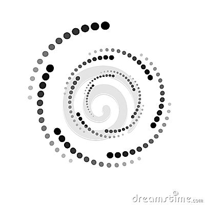 WHIRL DOTTED CIRCLE. HALFTONE DESIGN ELEMENTS. ISOLATED VECTOR ON WHITE BACKGROUND Vector Illustration