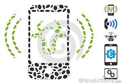 Dotted Collage Cow Mobile Control Stock Photo