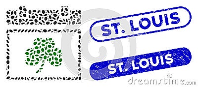 Dotted Collage Saint Patrick Calendar Day with Textured St. Louis Stamps Stock Photo