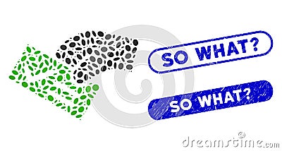 Dotted Collage Smart Vote with Textured So What Question Seals Stock Photo