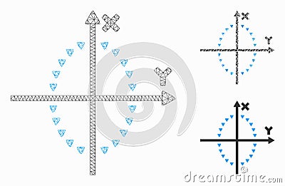 Dotted Ellipse Plot Vector Mesh 2D Model and Triangle Mosaic Icon Vector Illustration
