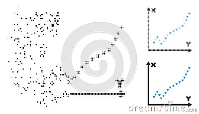 Dissolved Dot Halftone Dotted Function Plot Icon Vector Illustration