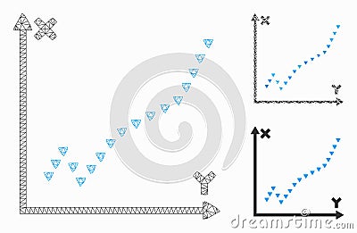 Dotted Function Plot Vector Mesh Carcass Model and Triangle Mosaic Icon Vector Illustration