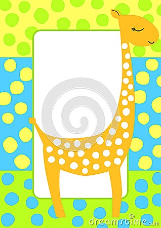 Dotted Giraffe Frame Invitation Card Stock Photo