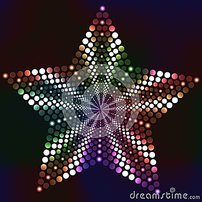 Dotted glossy star with bright colors Vector Illustration