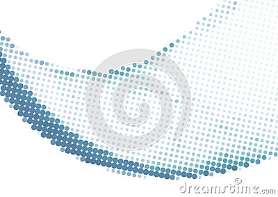 Dotted grey blue wave with halftone effect on white background Vector Illustration