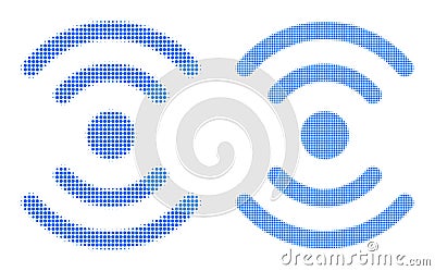 Dotted Halftone Radio Source Icon Vector Illustration