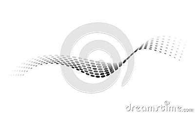 Dotted halftone waves. Flowing wavy lines pattern. Abstract liquid shapes, wave effect dotted gradient texture. Curve Vector Illustration