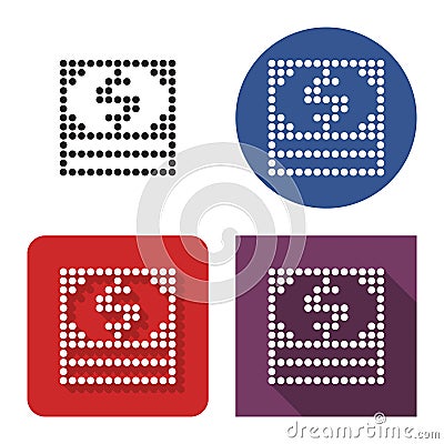 Dotted icon of banknotes pack in four variants Vector Illustration