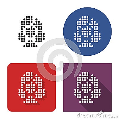 Dotted icon of female user picture in four variants Vector Illustration