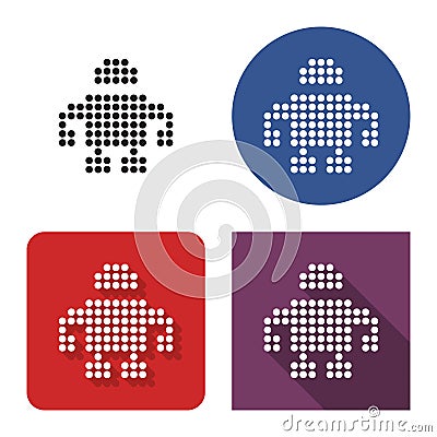 Dotted icon of robot in four variants Vector Illustration