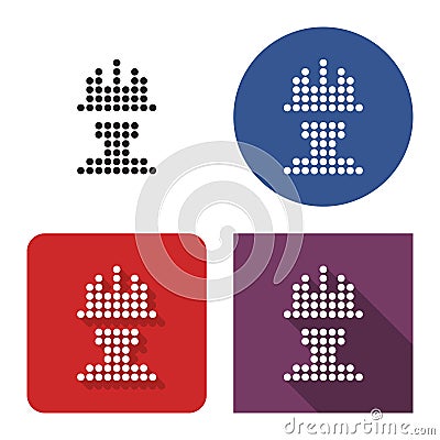 Dotted icon of worker in construction safety helmet in four variants Vector Illustration