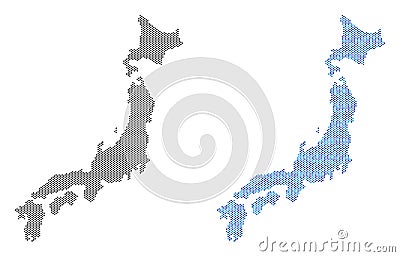 Pixel Japan Map Abstractions Vector Illustration