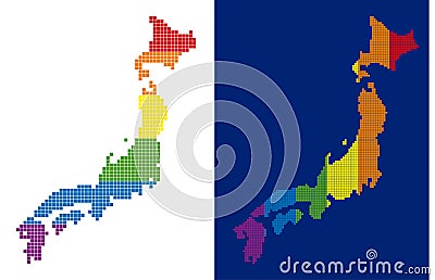 Spectrum Pixel Dotted Japan Map Vector Illustration