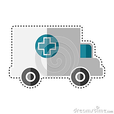 Dotted line ambulance icon Vector Illustration