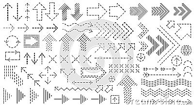 Dotted line Arrow Design Elements for Dynamic Motion Graphics Vector Set Stock Photo