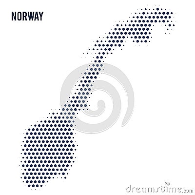 Dotted map of Norway isolated on white background. Cartoon Illustration