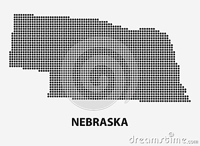 Dotted map of the State Nebraska. Vector illustration Cartoon Illustration