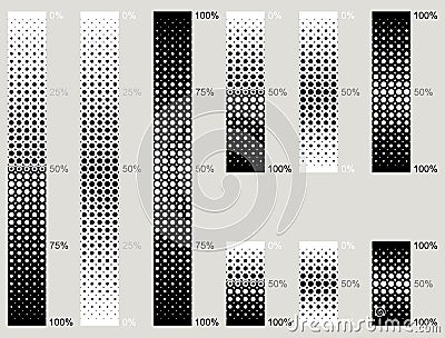 Dotted and mathematically precise areal gradients with no sharp edges Vector Illustration