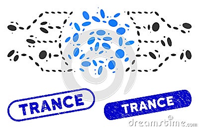 Dotted Mosaic Digital Cog with Distress Trance Stamps Stock Photo