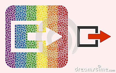 Dotted Mosaic Export Arrow Hole Icon for LGBT Vector Illustration