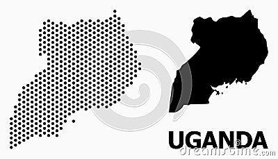 Dotted Mosaic Map of Uganda Vector Illustration