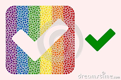 Dotted Mosaic OK Sign Hole Icon for LGBT Vector Illustration