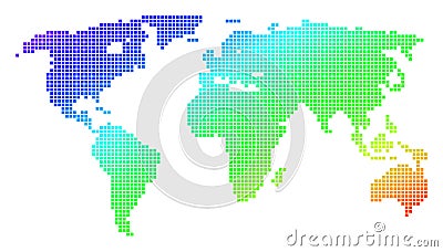 Dotted Pixel Spectrum World Map Vector Illustration