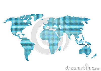 Dotted Pixel World Map Isolated Stock Photo