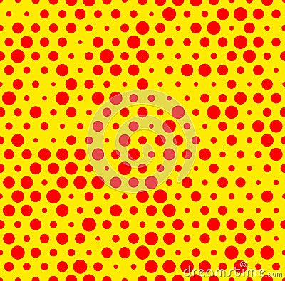 Dotted repeatable popart like duotone pattern. Speckled red yell Vector Illustration