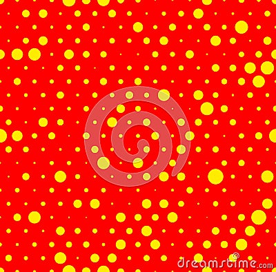 Dotted repeatable popart like duotone pattern. Speckled red yell Vector Illustration