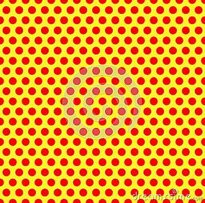 Dotted repeatable popart like duotone pattern. Speckled red yell Vector Illustration