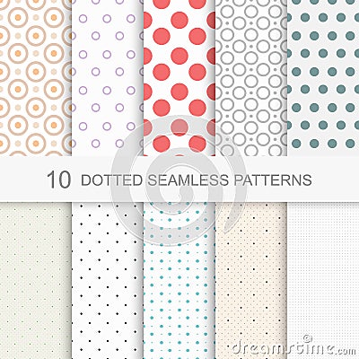 10 Dotted seamless vector patterns Vector Illustration