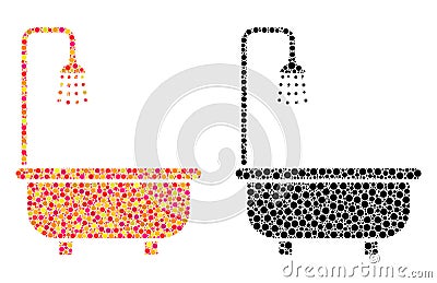 Dotted Shower Bath Mosaic Icons Vector Illustration