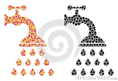 Dotted Shower Tap Mosaic Icons Vector Illustration