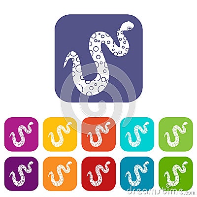 Dotted snake icons set flat Vector Illustration