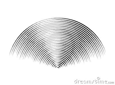 Dotted sound wave signal. Radio or music audio concept. Epicentre or radar icon. Textured radial signal or vibration Vector Illustration