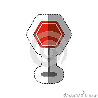 Dotted sticker hexagon road sign red Vector Illustration