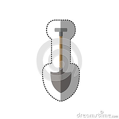 Dotted sticker shovel construction tool Vector Illustration