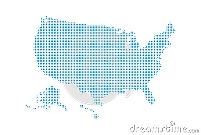 Dotted style map of USA and white background Vector Illustration