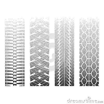 Dotted tire tracks 5 Vector Illustration