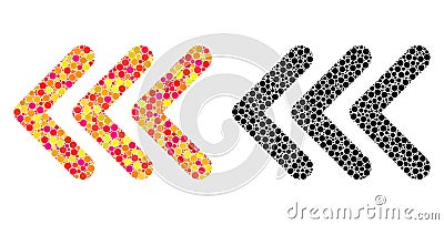 Dotted Triple Arrowhead Left Mosaic Icons Vector Illustration