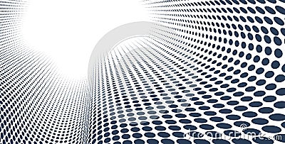 Dotted vector abstract background, black dots in perspective flow, dotty texture abstraction, big data technology image, single Vector Illustration