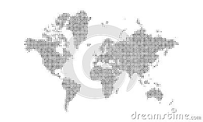 Dotted world map background. Halftone earth map design Vector Illustration