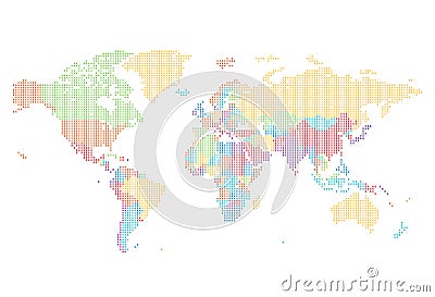 Dotted World map of square dots Vector Illustration