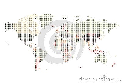 Dotted World map of square dots Vector Illustration