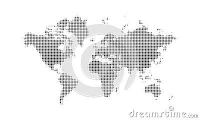 Dotted world map vector background. Digital black dot isolated continents world map Vector Illustration