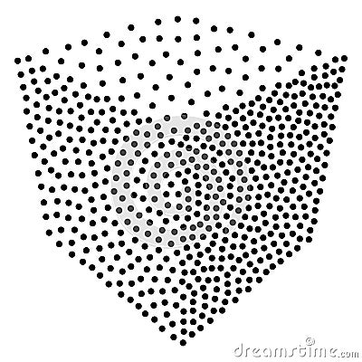 Dotwork Halftone Vector Cube Icon Vector Illustration