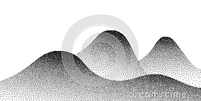 Dotwork mountain noise sand grain gradient vector background grunge pattern. Mountain texture noise halftone spray. Vector Illustration
