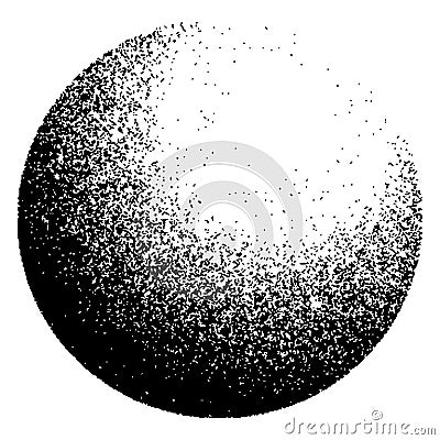 Dotwork noise gradient circle. Sand grain effect. Black noise stipple dots pattern. Abstract grunge dotwork gradient Vector Illustration